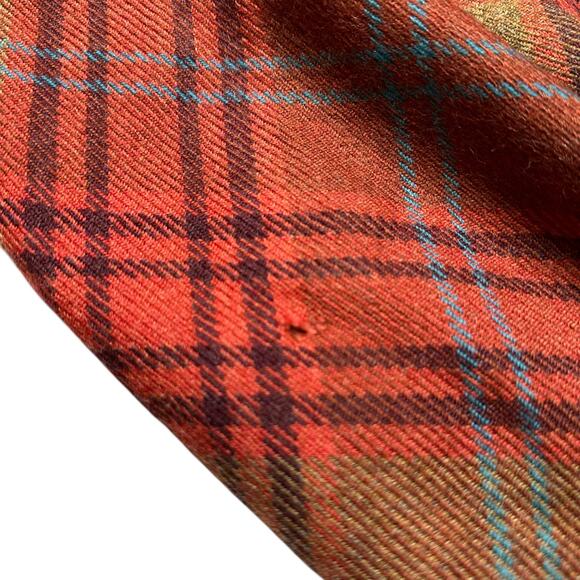 VALENTINO Vintage Orange Plaid Pencil Midi Skirt Women's Size 10 Wool Preppy - Picture 12 of 13